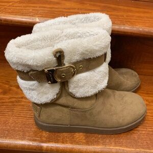 G by Guess Womens Aussie Faux Fur Round Toe Ankle Boots